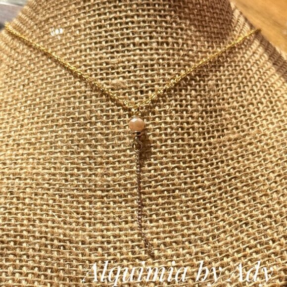 Minimal Vermeil Gold Necklace • Tiny Crystal Drop • TASSEL - Picture 3 of 3